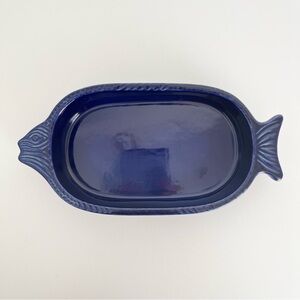 Vintage Ceramic Fish Shaped Dish Blue Made in Germany Bakeware Decor Nautical